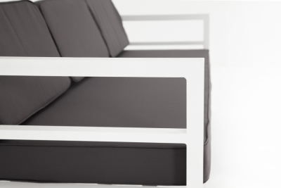 "Эстелья" диван 3-местный, каркас алюминий белый муар, ткань темно-серая 027