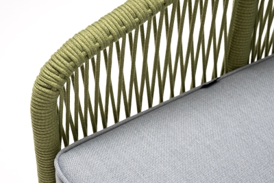 "Канны" кресло плетеное из роупа, каркас алюминий светло-серый (RAL7035) муар, роуп салатовый меланж круглый, ткань светло-серая "Канны" кресло плетеное из роупа, каркас алюминий светло-серый (RAL7035) муар, роуп салатовый меланж круглый, ткань светло-серая