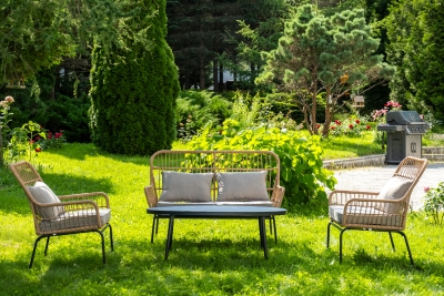 "Версаль" лаунж-зона из искусственного ротанга на 4 персоны, цвет соломенный (К)