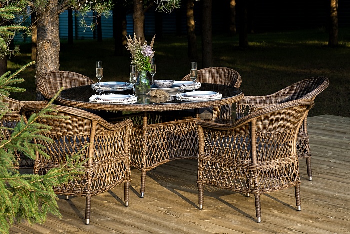 Эспрессо-150 S обеденная группа плетеная, цвет коричневый - фото 5