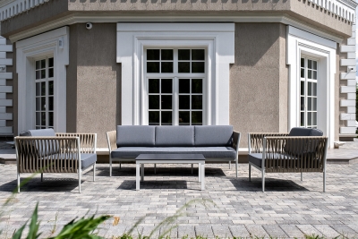 "Касабланка" лаунж-зона плетеная из роупа 5-местная, цвет серый "Касабланка" лаунж-зона плетеная из роупа 5-местная, цвет серый