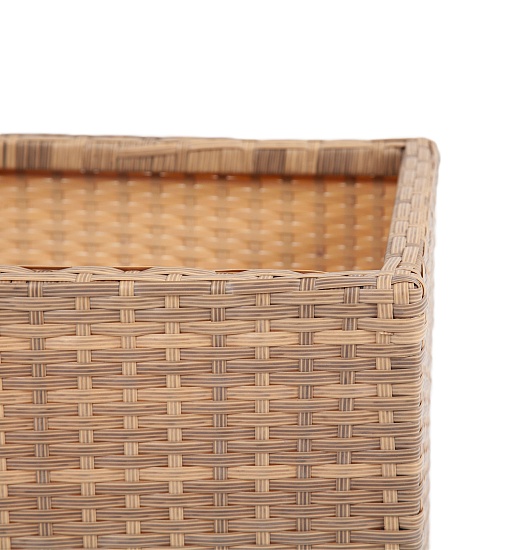 Лунго кашпо для цветов большое плетеное из искусственного ротанга, цвет соломенный - фото 2