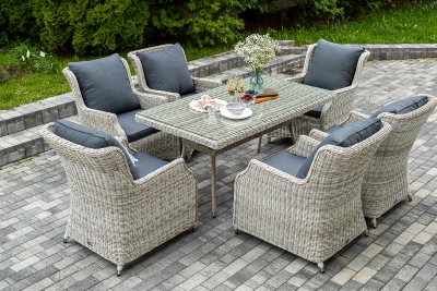 "Неаполь" обеденная группа плетеная из искусственного ротанга, цвет бежевый