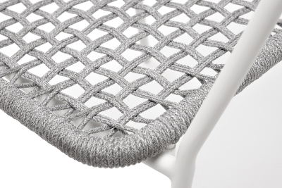 "Тунис" стул плетеный из роупа, каркас алюминий белый, роуп светло-серый