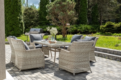 "Неаполь" обеденная группа плетеная из искусственного ротанга, цвет бежевый