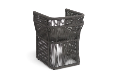 "Лугано" стул плетеный из роупа, каркас алюминий темно-серый (RAL7024) муар, роуп темно-серый круглый, ткань темно-серая YB25-0027