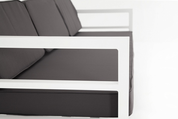 Эстелья диван 3-местный, каркас алюминий белый муар, ткань темно-серая 027 - фото 4