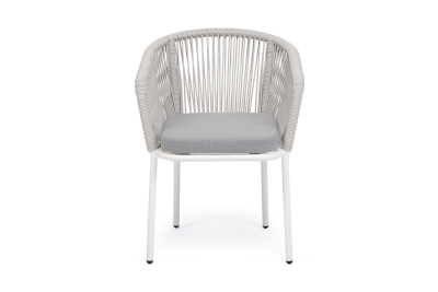 "Марсель" стул плетеный из роупа, каркас алюминий белый муар, роуп светло-серый меланж круглый tex, ткань светло-серая "Марсель" стул плетеный из роупа, каркас алюминий белый муар, роуп светло-серый меланж круглый tex, ткань светло-серая