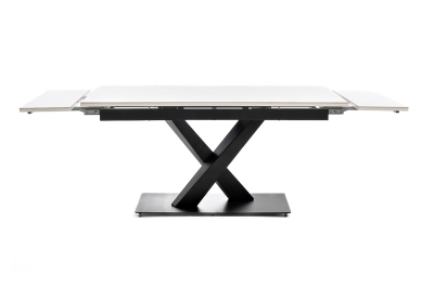 "Юпитер" стол интерьерный раздвижной обеденный из керамики, цвет белый глянцевый