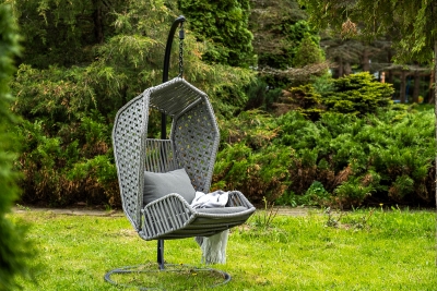 "Капри" подвесное кресло из искусственного ротанга, цвет серый
