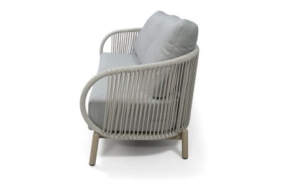 "Прато" диван двухместный из искусственного ротанга, цвет светло-серый, каркас под дерево (холодно-бежевый)