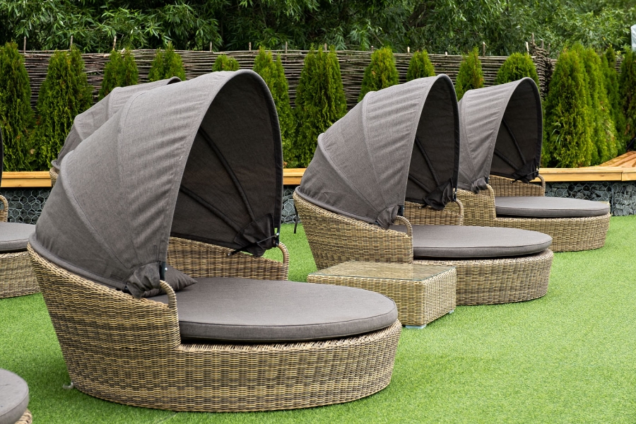 Стильяно плетеная кровать круглая, цвет соломенный - фото 20