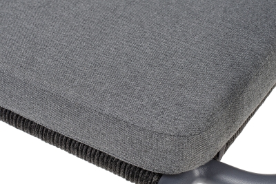 "Нуар" стул плетеный из роупа, каркас алюминий темно-серый (RAL7024) муар, роуп темно-серый круглый, ткань темно-серая 027 "Нуар" стул плетеный из роупа, каркас алюминий темно-серый (RAL7024) муар, роуп темно-серый круглый, ткань темно-серая 027