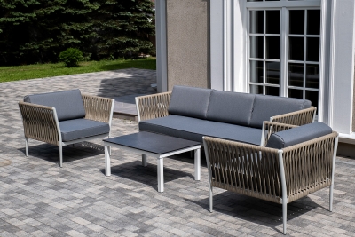 "Касабланка" лаунж-зона плетеная из роупа 5-местная, цвет серый "Касабланка" лаунж-зона плетеная из роупа 5-местная, цвет серый