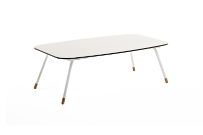 "Верона" журнальный стол из HPL 120х65, H40, каркас белый муар, цвет столешницы "молочный"