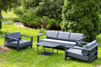 "Гранада" лаунж-зона из алюминия со столиком из HPL "Гранада" лаунж-зона из алюминия со столиком из HPL