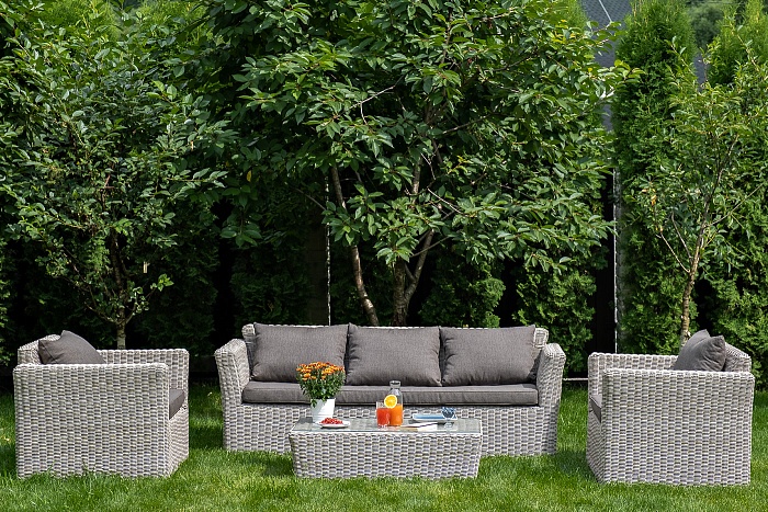 Капучино лаунж-зона из искусственного ротанга, цвет бежевый - фото 3