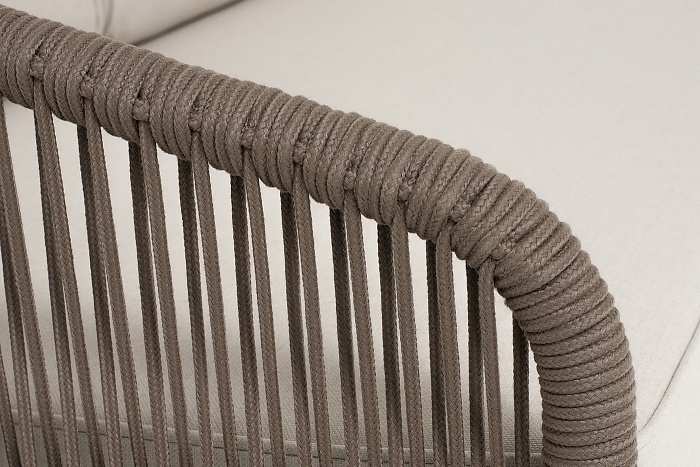 Канны правый модуль плетеный из роупа, каркас алюминий коричневый (RAL8016) муар, роуп коричневый круглый, ткань бежевая 035 - фото 5