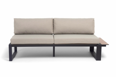 "Тулон" левый модуль, каркас алюминий, HPL "дуб", черный муар, ткань бежевая 15052