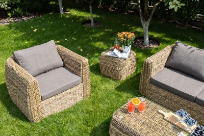 "Кальяри" лаунж-зона из искусственного ротанга (гиацинт), цвет соломенный