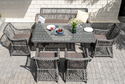 "Катания" обеденная группа плетеная на 6 персон, цвет графит "Катания" обеденная группа плетеная на 6 персон, цвет графит