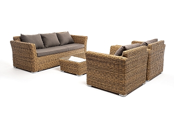 "Капучино" лаунж-зона из искусственного ротанга (гиацинт), цвет соломенный "Капучино" лаунж-зона из искусственного ротанга (гиацинт), цвет соломенный