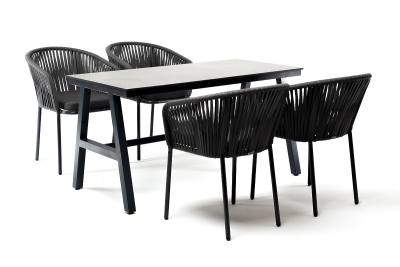 "Рио" обеденная группа на 4 персоны, стол HPL "серый гранит", цвет серый "Рио" обеденная группа на 4 персоны, стол HPL "серый гранит", цвет серый