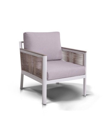 "Сан Ремо" кресло плетеное из роупа садовое, каркас алюминий белый, роуп бежевый, ткань бежевая "Сан Ремо" кресло плетеное из роупа садовое, каркас алюминий белый, роуп бежевый, ткань бежевая