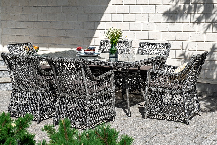 Латте обеденная группа плетеная, цвет графит - фото 3