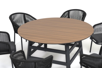"Рио" обеденная группа на 6 персон, стол HPL "дуб", цвет темно-серый "Рио" обеденная группа на 6 персон, стол HPL "дуб", цвет темно-серый