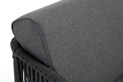 "Канны" угловой модуль плетеный из роупа, каркас алюминий темно-серый (RAL7024) муар, роуп темно-серый круглый, ткань темно-серая 027 "Канны" угловой модуль плетеный из роупа, каркас алюминий темно-серый (RAL7024) муар, роуп темно-серый круглый, ткань темно-серая 027