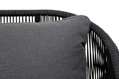 "Милан" диван 3-местный плетеный из роупа, каркас алюминий темно-серый (RAL7024) муар, роуп темно-серый круглый, ткань темно-серая 027 "Милан" диван 3-местный плетеный из роупа, каркас алюминий темно-серый (RAL7024) муар, роуп темно-серый круглый, ткань темно-серая 027