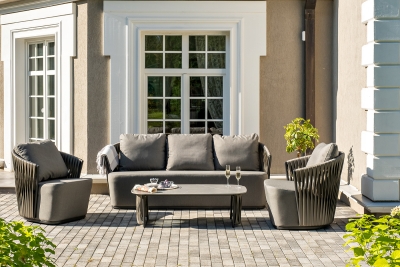 "Флоренция" лаунж-зона из искусственного ротанга, цвет графит (К)