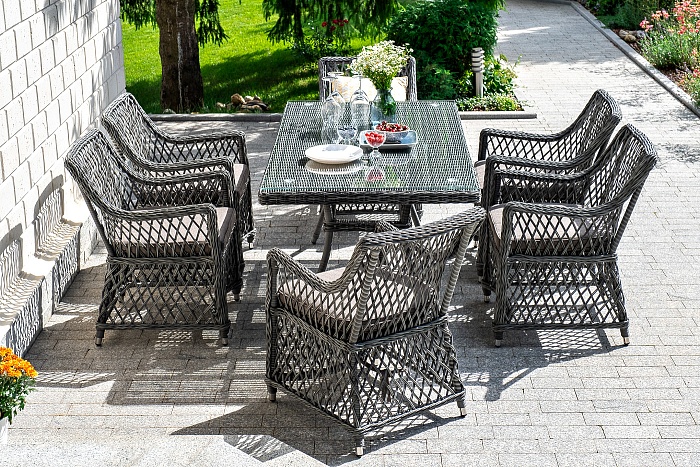 Латте обеденная группа плетеная, цвет графит - фото 4