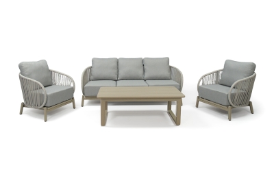 "Прато" лаунж-зона из искусственного ротанга на 5 персон, цвет светло-серый