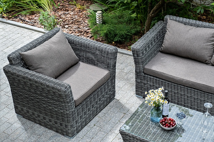 Капучино сингл лаунж-зона из искусственного ротанга, цвет графит - фото 3