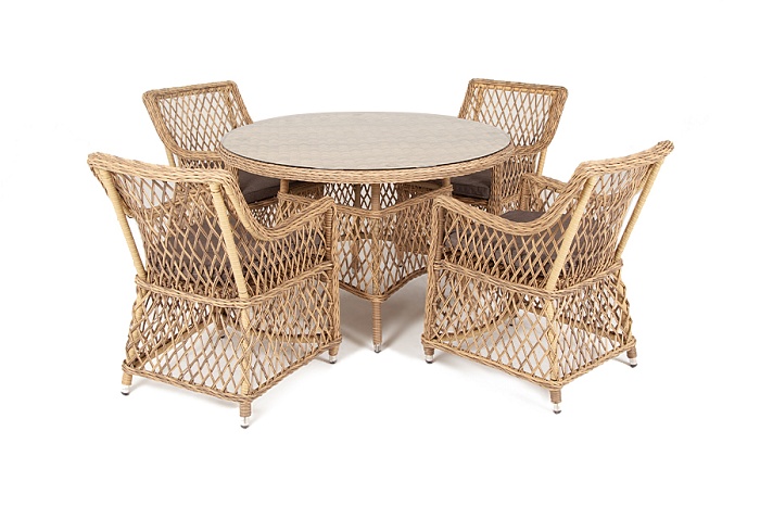 Доппио обеденная группа плетеная, цвет соломенный - фото 5