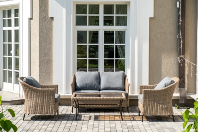 "Овьедо" лаунж-зона из искусственного ротанга на 4 персоны, цвет соломенный