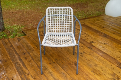 "Тунис" стул плетеный из роупа, каркас алюминий темно-серый (RAL7024), роуп светло-серый