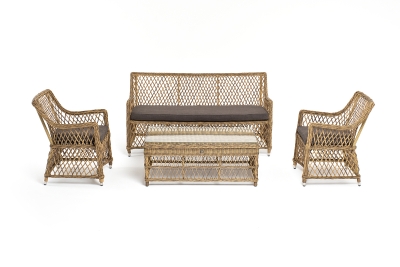 "Асти" лаунж-зона из искусственного ротанга на 4 персоны, цвет соломенный "Асти" лаунж-зона из искусственного ротанга на 4 персоны, цвет соломенный