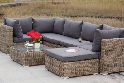 "Лунго" трансформирующаяся лаунж-зона из искусственного ротанга, цвет соломенный