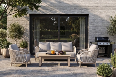 "Прато" лаунж-зона 5-местная плетеная из роупа, цвет светло-серый
