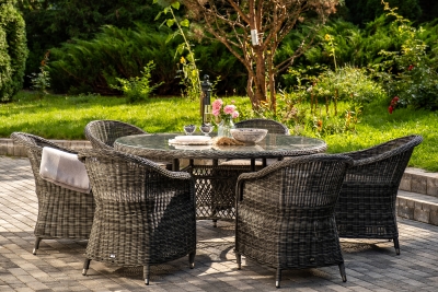 "Эспрессо–150 R" обеденная группа плетеная, цвет графит "Эспрессо–150 R" обеденная группа плетеная, цвет графит