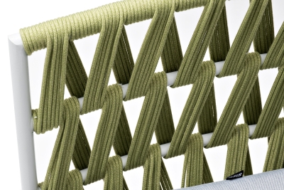 "Диего" диван 2-местный плетеный из роупа, каркас алюминий светло-серый (RAL7035) муар, роуп салатовый меланж круглый, ткань светло-серая "Диего" диван 2-местный плетеный из роупа, каркас алюминий светло-серый (RAL7035) муар, роуп салатовый меланж круглый, ткань светло-серая