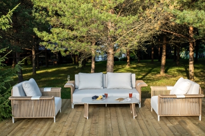 "Мальдивы" лаунж-зона из искусственного ротанга, цвет соломенный (К)