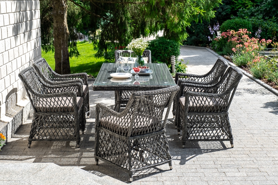 Латте обеденная группа плетеная, цвет графит - фото 6