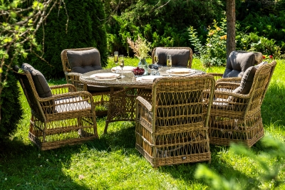 "Эспрессо–150 C" обеденная группа плетеная, цвет соломенный "Эспрессо–150 C" обеденная группа плетеная, цвет соломенный