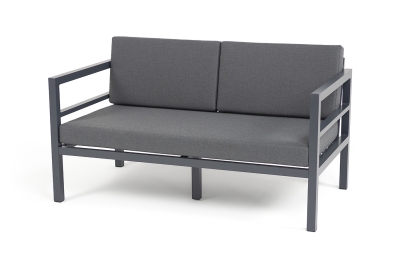 "Эстелья" диван разборный 2-местный, каркас из стали темно-серый (RAL7024) шагрень, ткань темно-серая 027