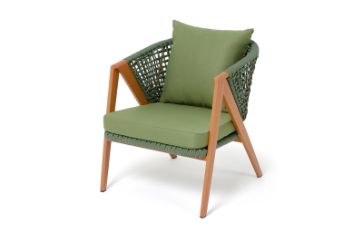 "Амстердам" кресло плетеное из роупа, каркас алюминий, роуп зеленый круглый, ткань зеленая "Амстердам" кресло плетеное из роупа, каркас алюминий, роуп зеленый круглый, ткань зеленая