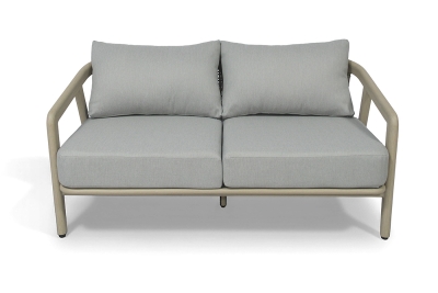 "Брюссель" диван двухместный из искусственного ротанга, цвет серый, каркас под дерево (холодно-бежевый)